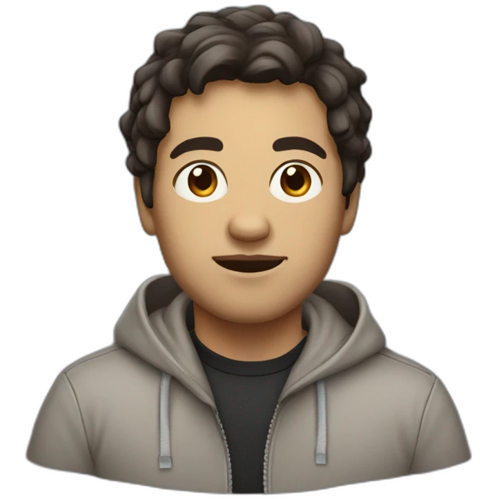 manager messy short dark brown hair in a hoodie emoji