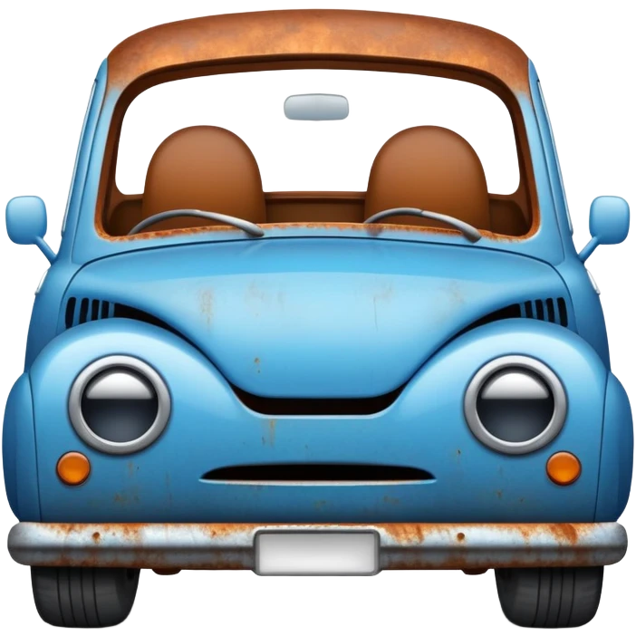 A car with a sad face emoji