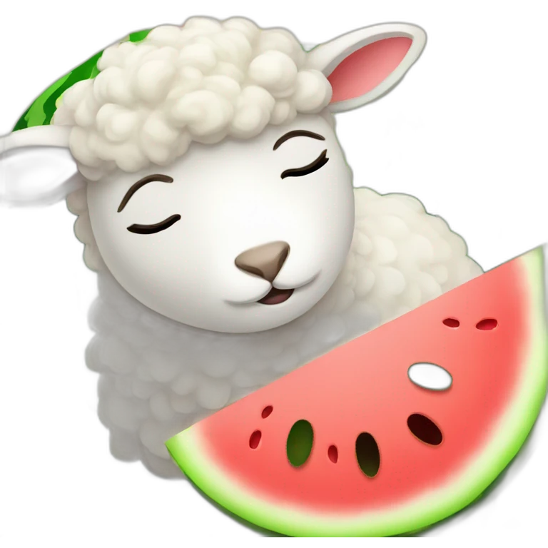 Sleepy lamb with watermelon emoji