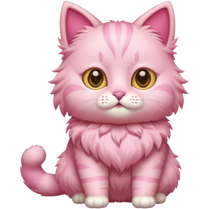 cute pink cat, full body. diferent body shape. emoji