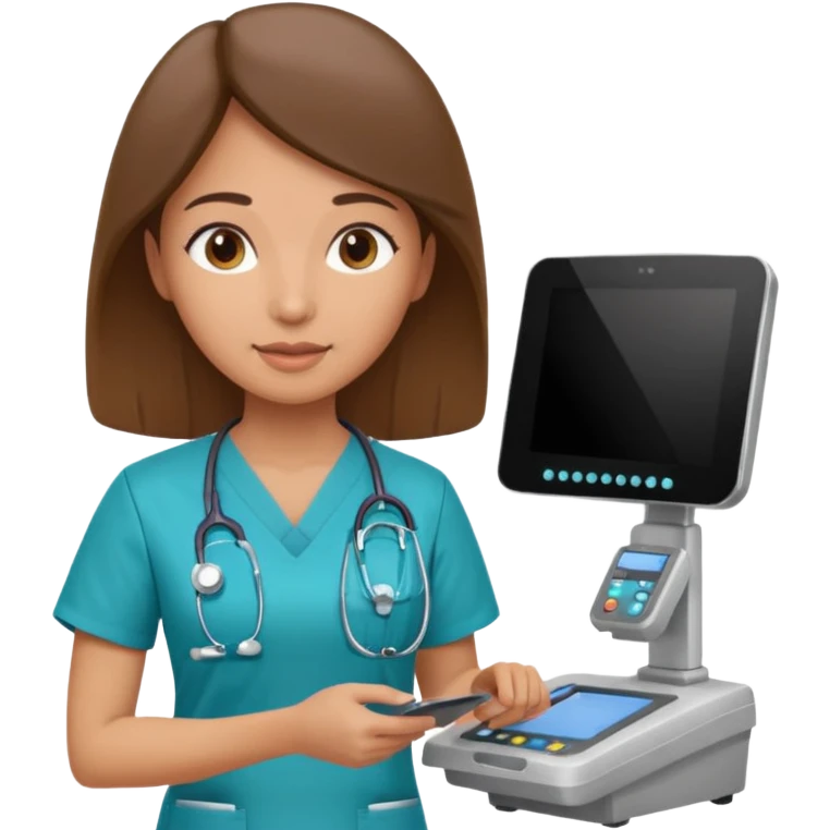 female doctor working an ultrasound machine emoji