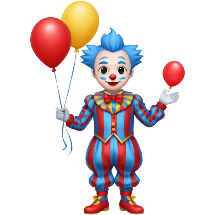 circus clown blue hair with balloon ffullbody emoji
