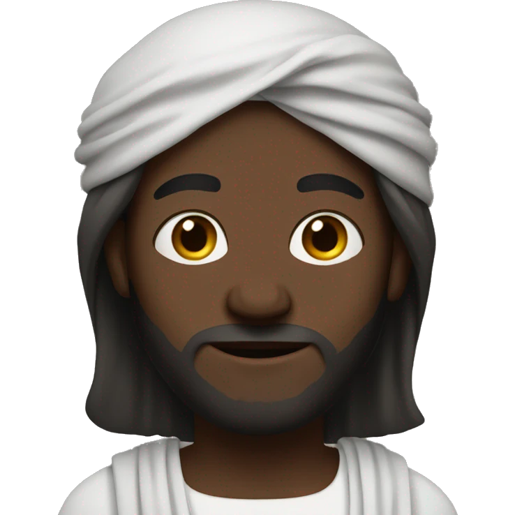 a dark skin jesus with a turban, muslim style emoji