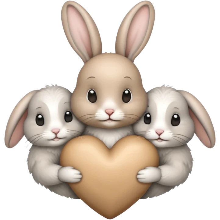 beige heart with rabbits emoji