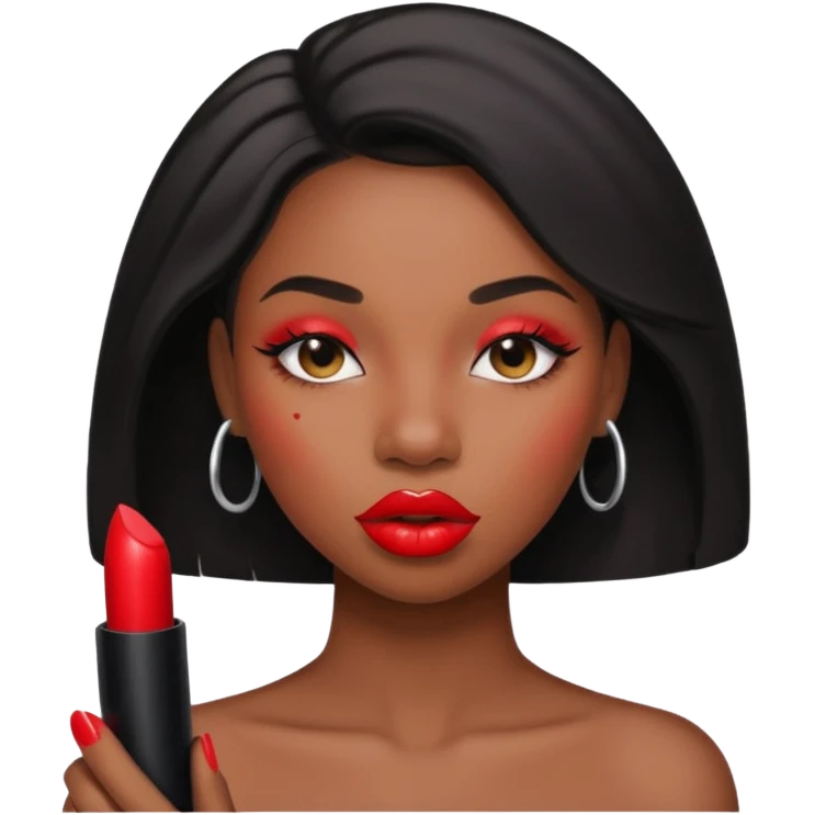black woman puts lipstick emoji