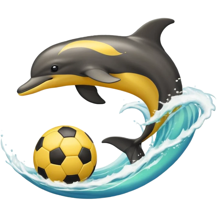 Yellow black dolphin cirkle wave soccerball emoji