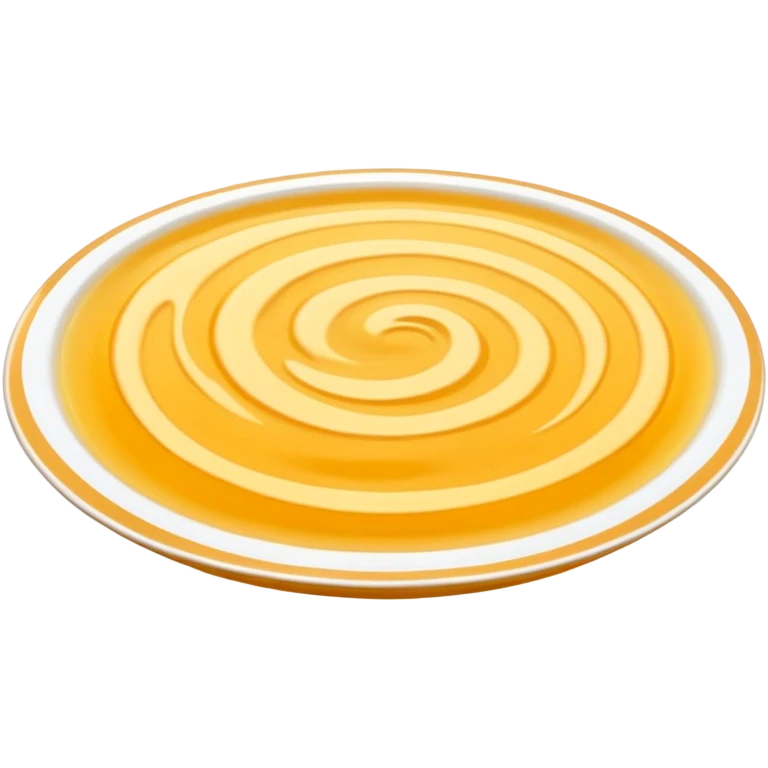 glossy swirl or puddle of chicken broth, golden-yellow, translucent, slightly oily, soft ripples, rich inviting color, subtle simmered tones, no extras, soft lighting, emoji scale emoji