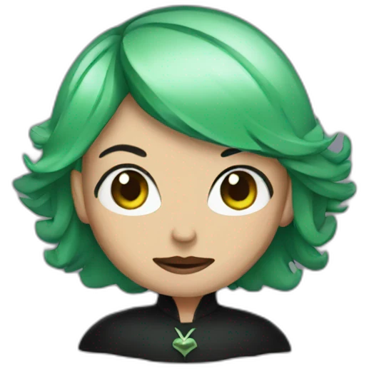 evil witch with  black and green hair emoji