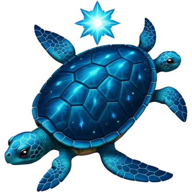 Quasar Turtle emoji – full body, large turtle with a smooth glowing shell shaped like a cosmic quasar, simple light effect in the center of the shell, no patterns, no aura, slight side angle, no background
 emoji