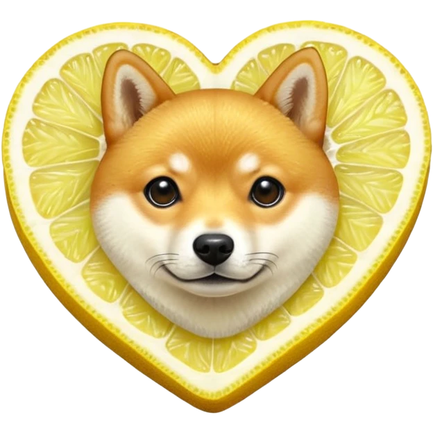 Shiba Jasper realistic heart shaped lemon slice emoji