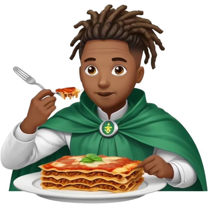  High fade black Dreadlocks doctor and nigerian cape eating lasagna  emoji