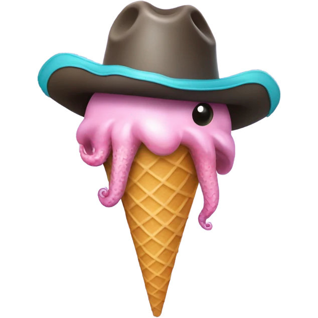 Ice cream cone but instead of ice cream it’s a squid tentacle and it has a cowboy hat emoji