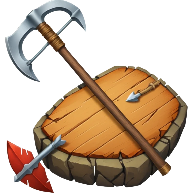 Deux éléments qui fusionnent : deux icônes (ex. bois + pierre) avec une flèche ou un “+” vers un 3ᵉ élément (ex. hache) → l’idée de merge sans limite. emoji