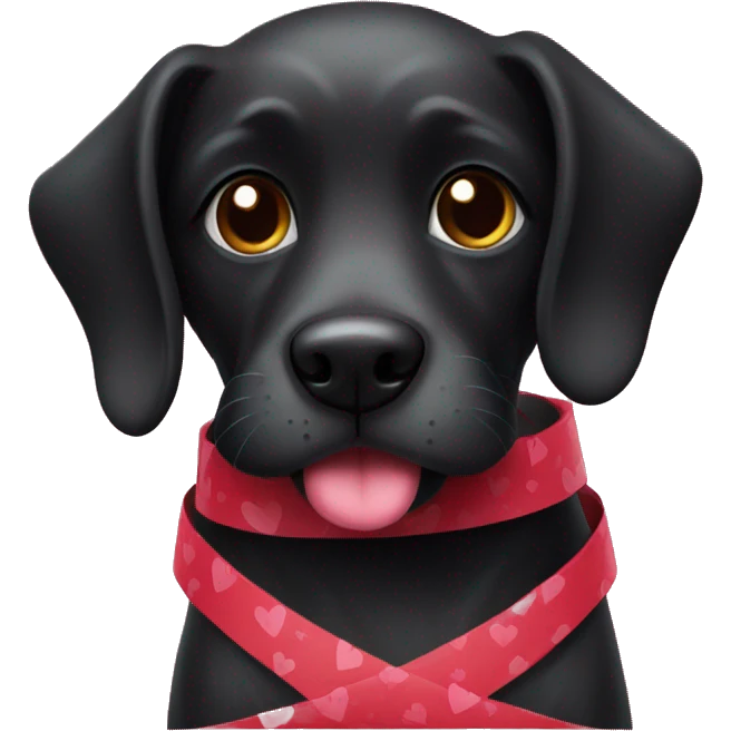 Black dog wrapped in valentine  wrapping paper  emoji
