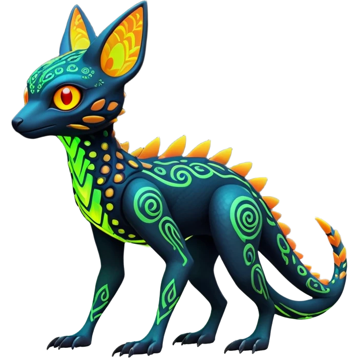 futuristic lush warm-colored neon-colored Fakémon-Trico-creature (full body) emoji