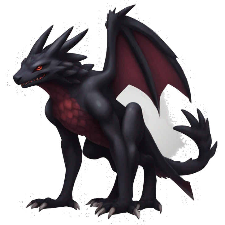 cool edgy black and maroon Dark-type nargacuga Salandite Vernid Sergal Pokémon full body by LiLaiRa, by Falvie emoji