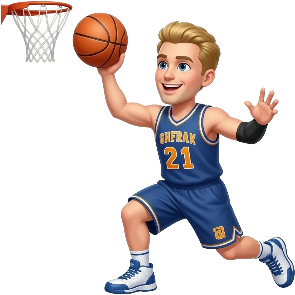 Shooting basketball in ring like a famous meme on ig emoji