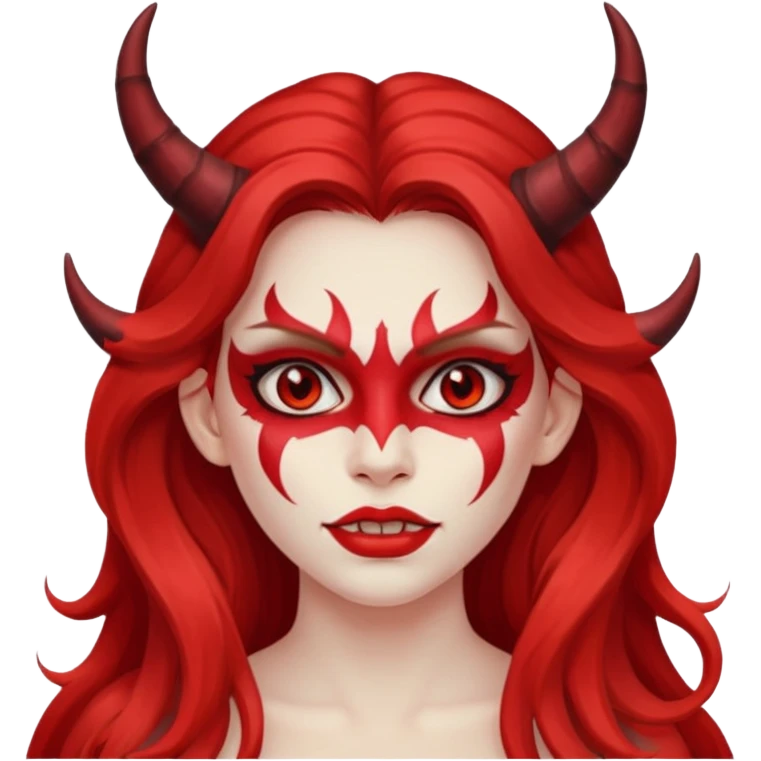 a long-haired red face paint devil girl  emoji