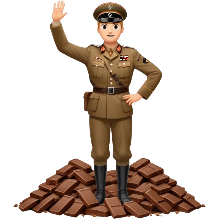 fait moi une crépes en tenue de soldats allemand de la seconde guerre mondiale qui gfait un salut nazi et qui piétine du nutella emoji