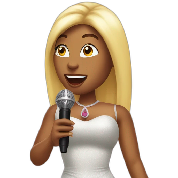 Nicki Miami singing into microphone emoji