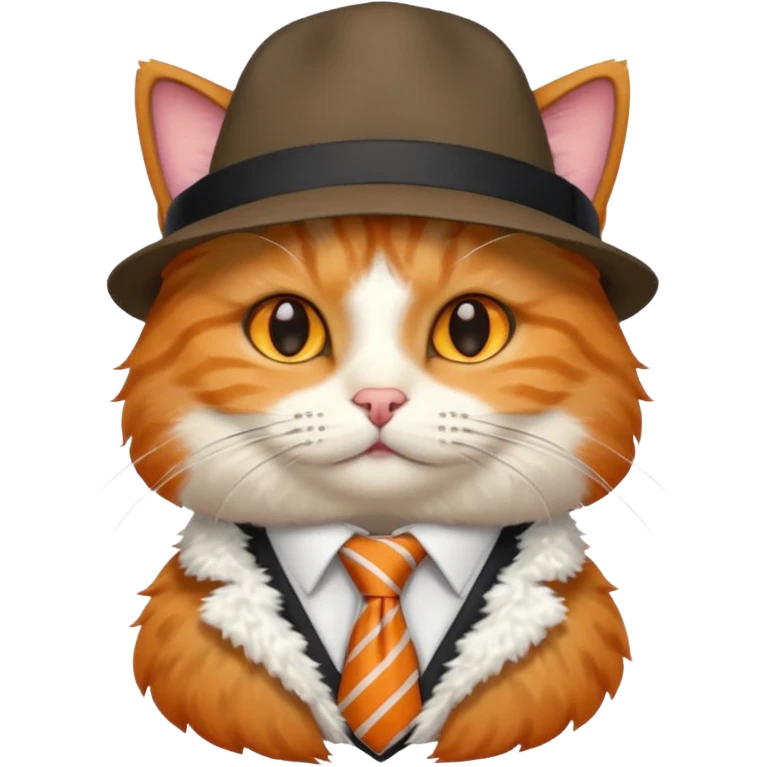 half body cat with ties and hat emoji
