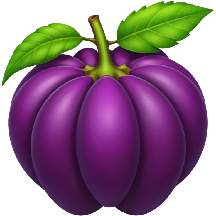 mangostán entero con hojas, simple, brillante, sin texto emoji