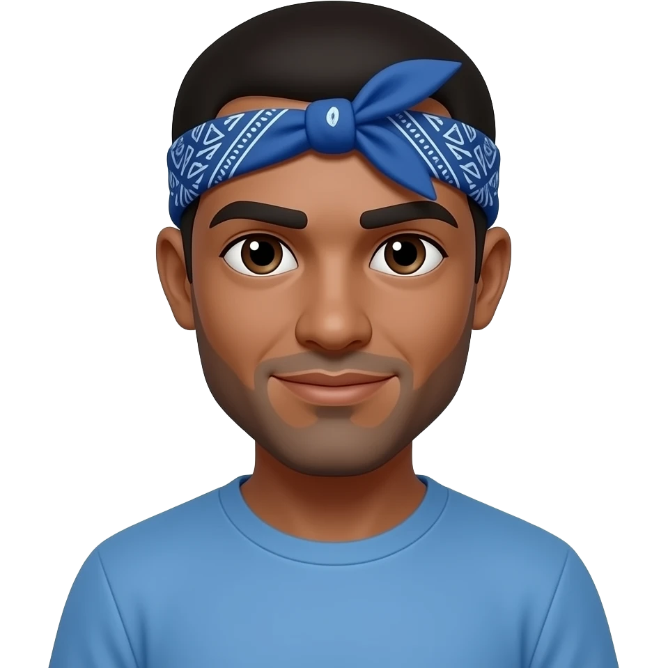 Blue bandana in his forehead emoji