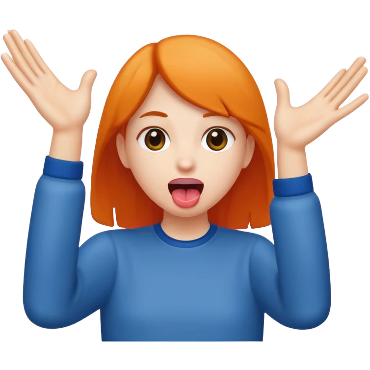 Face with tongue out, with hands up facing out emoji