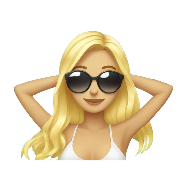 blonde girl sunbathing near palm trees emoji