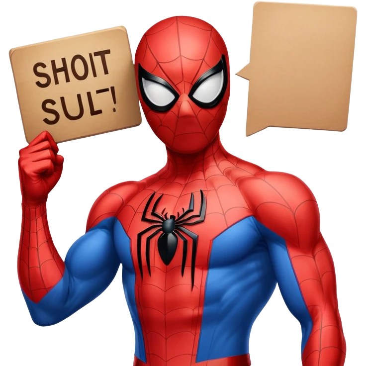 Spider-Man holding a sign that says short emoji
