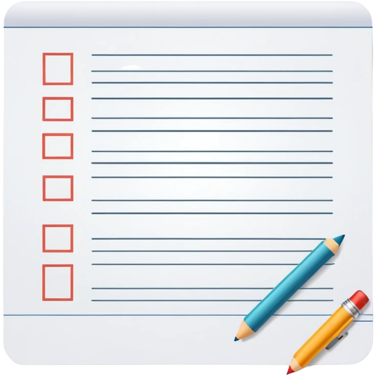 worksheet-style paper with checkboxes and horizontal lines, like a classroom handout emoji