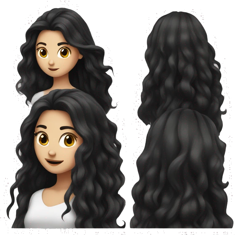 Wa white girl with long black hair in he wind  emoji