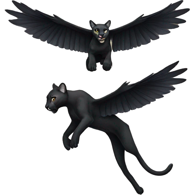 winged black puma flying emoji