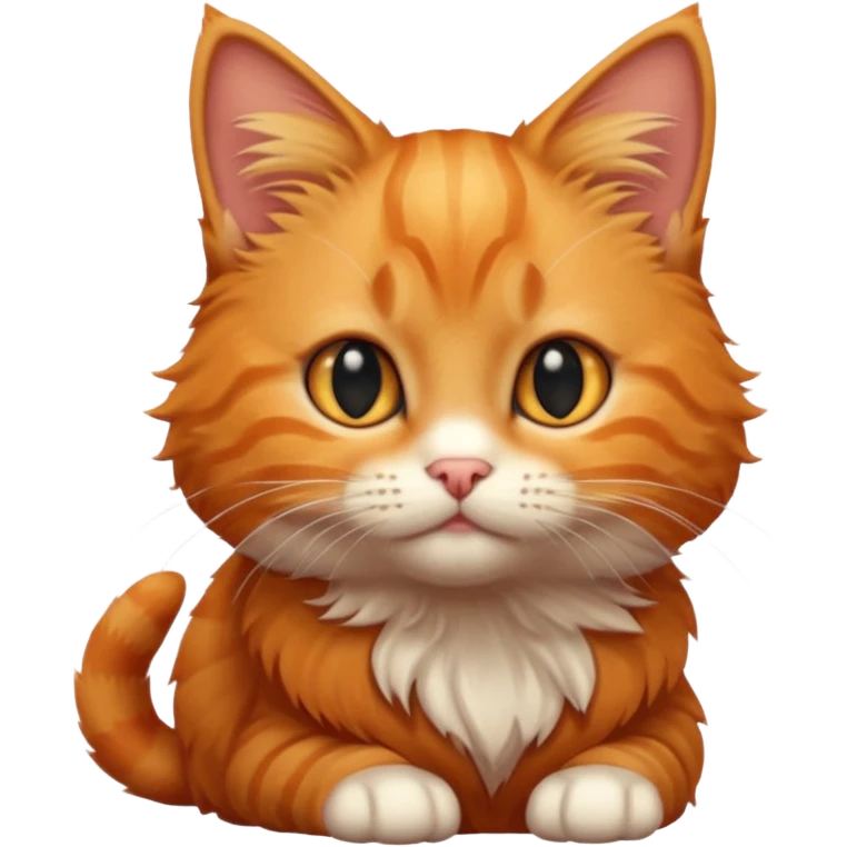 A high-resolution photo-realistic digital illustration of a solid ginger tabby cat kitten emoji