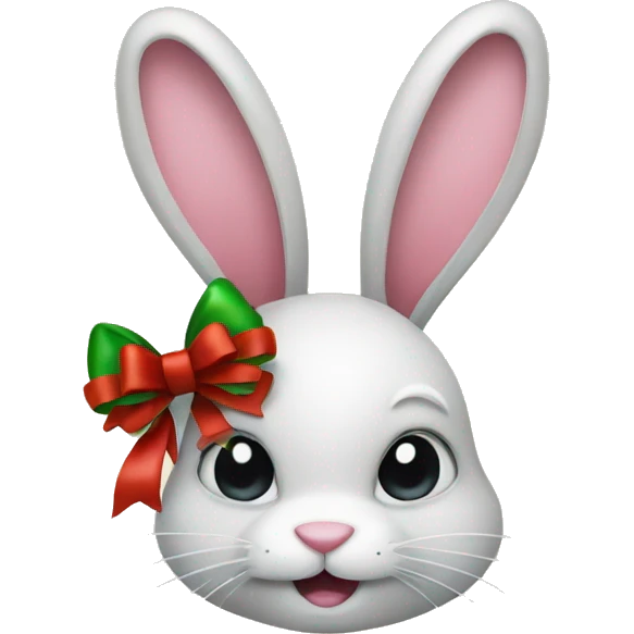 Christmas bunny with a bow  emoji