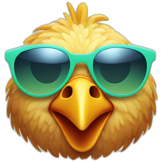 Chicken with short and sunglasses in a beach emoji