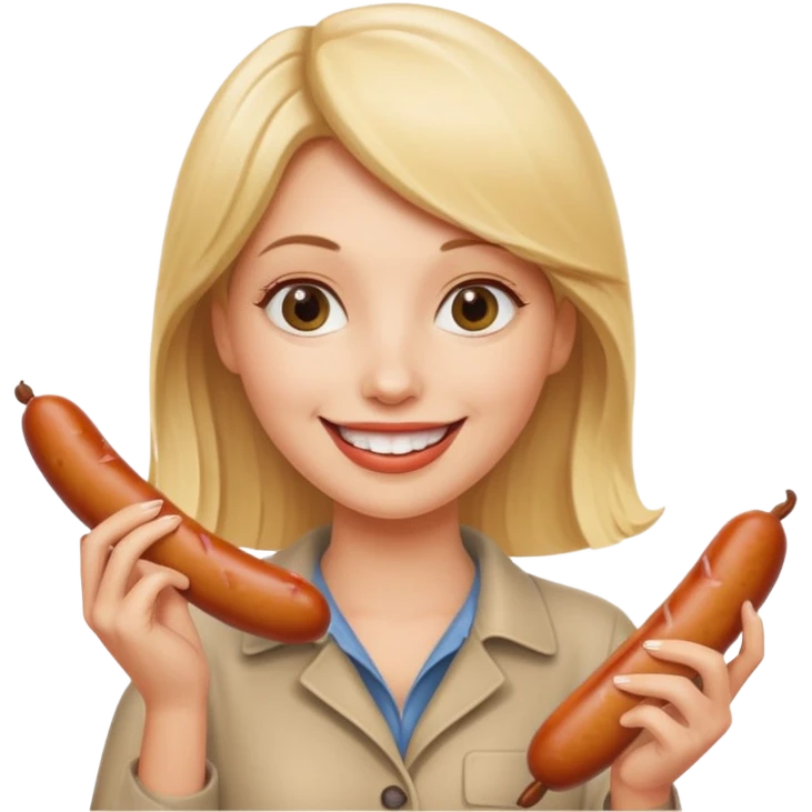 Naked blonde with both hands holding weiner emoji