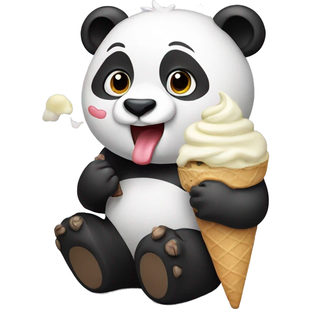 Panda eating ice cream emoji