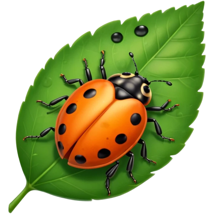  cute orange lady bug on leaf emoji