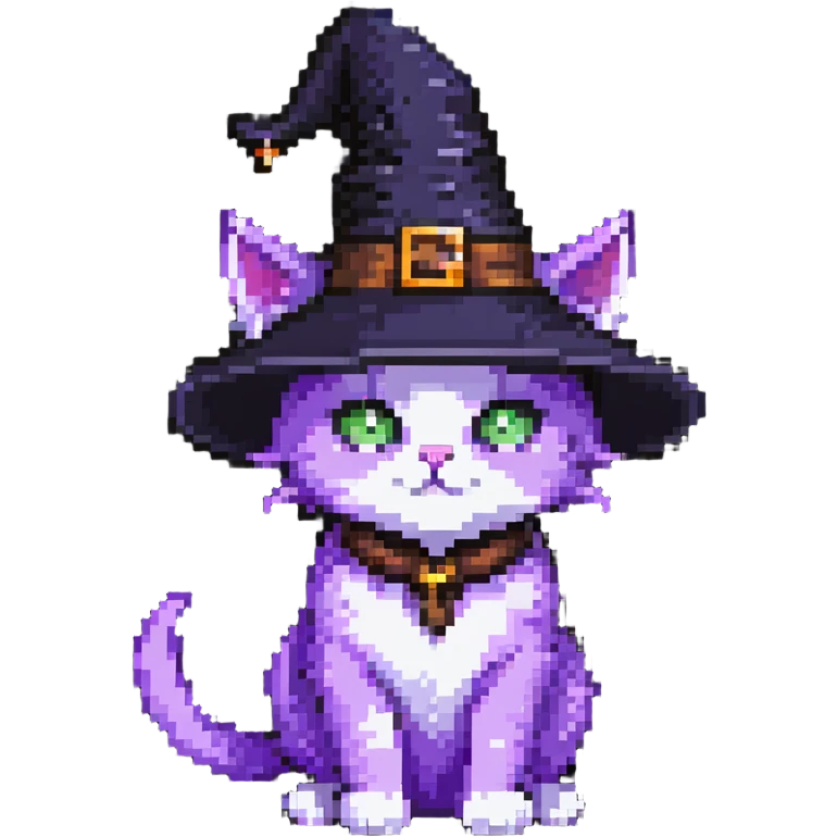 purple cat wearing a witch hat emoji