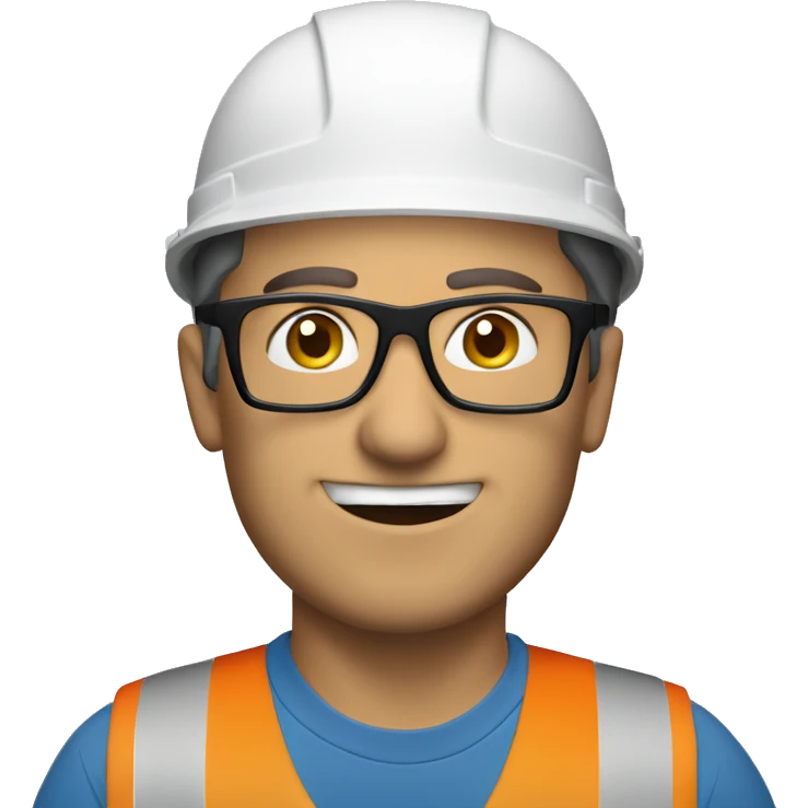 Caucasian man wearing a safety helmet, earplugs and glasses  emoji