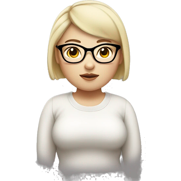 chubby white skinned asian girl with dark eyes wearing glasses with short blonde hair emoji