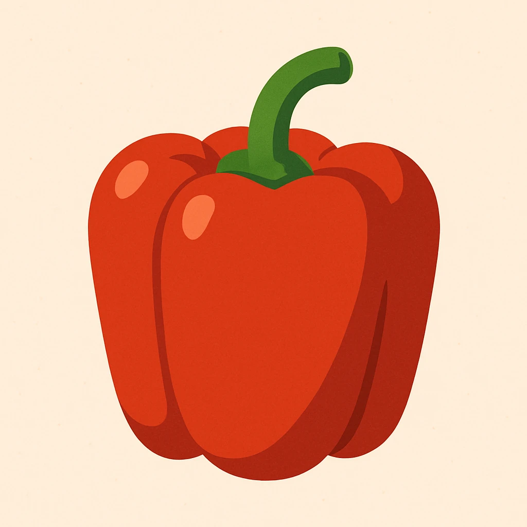 flat toon style red pepper with simple shapes emoji