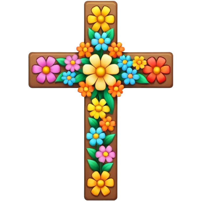 A cross with flowers on it emoji