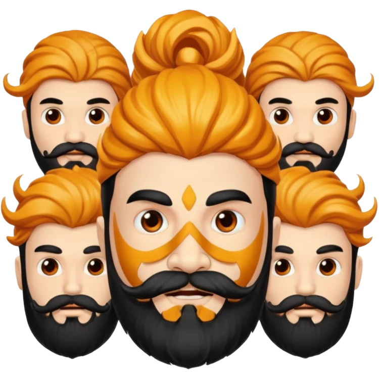 Ravanasura with beard and mustach young beautiful and terror with ten heads with white skin emoji
