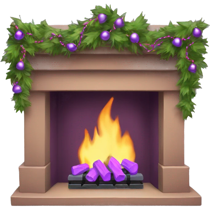 Purple fireplace with garland emoji