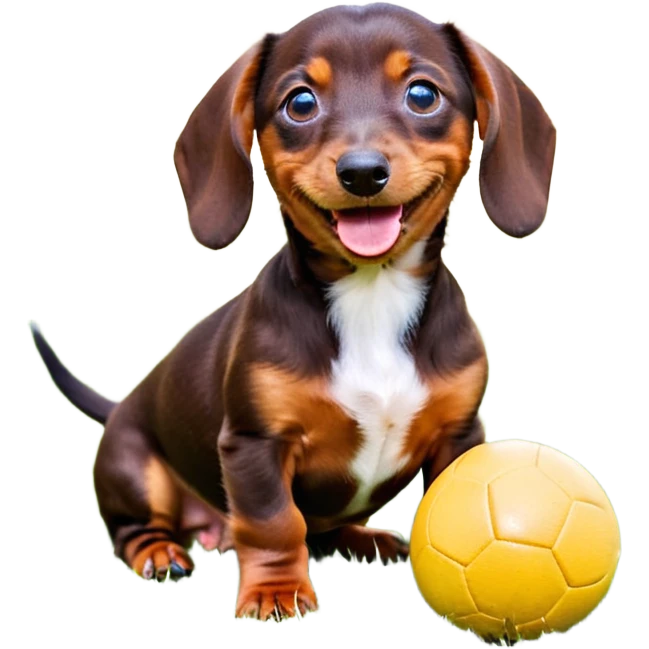 Perrito salchicha marrón sonriendo y jugando, dame varias variantes emoji