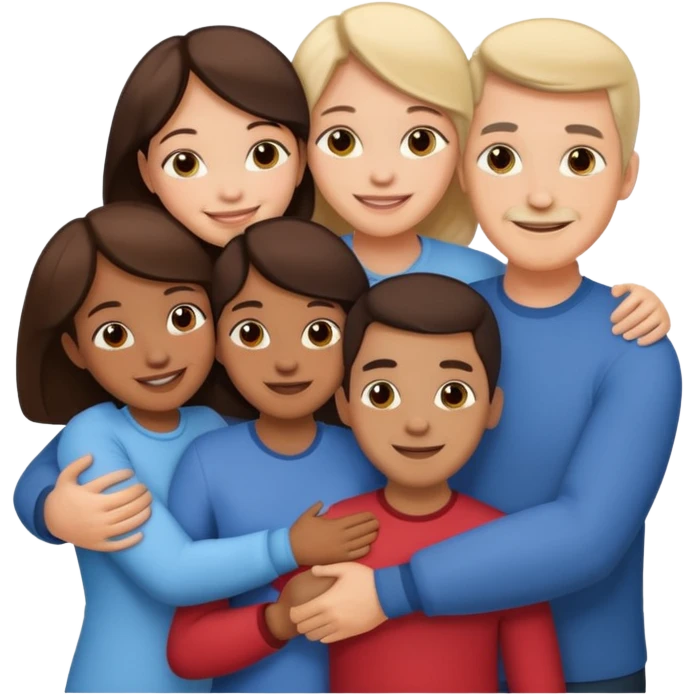 family of 5 hugging each other emoji