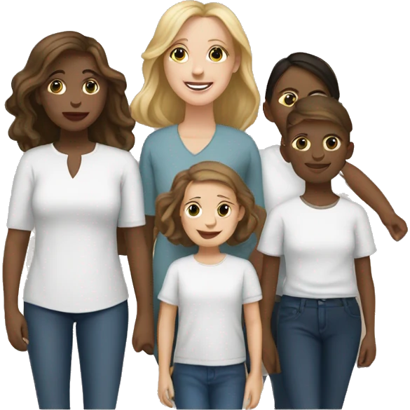 White Family of six, mom five daughters one son emoji