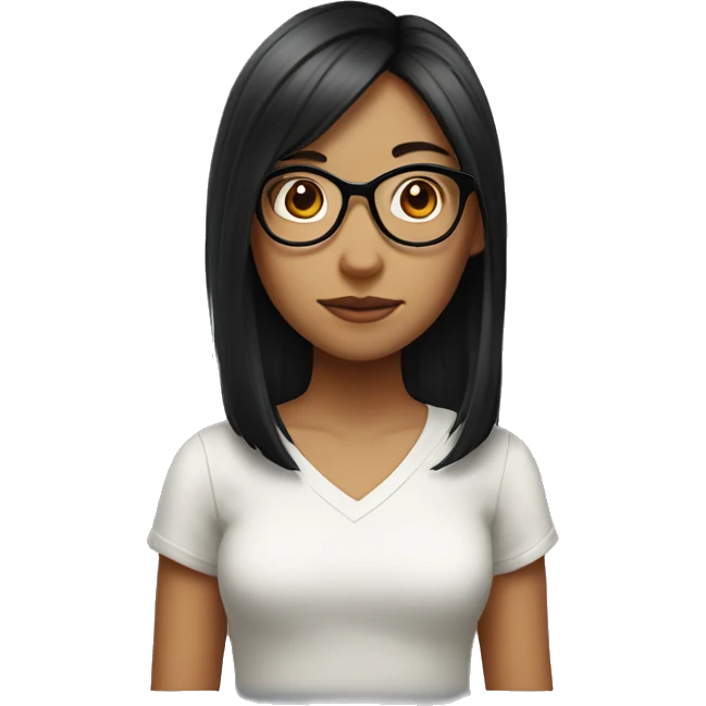 a girl having black mid length hair, wearing glasses. She’s Chinese, and the last part of hair is red emoji